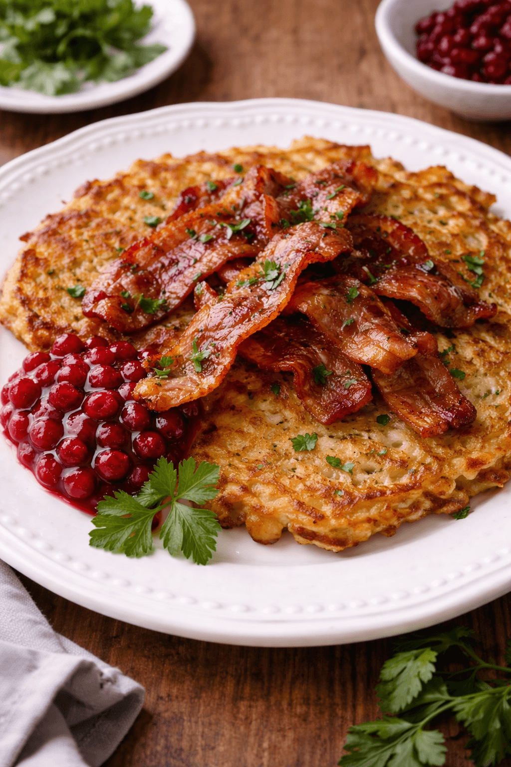 Potato pancakes with bacon